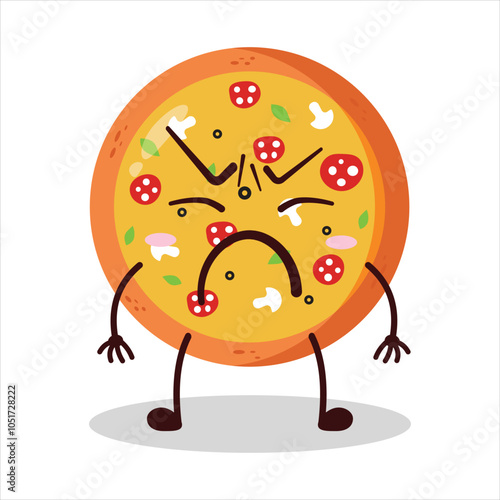 cute annoyed expression of pizza character