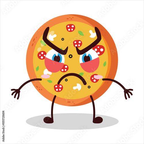 cute provoked expression of pizza character