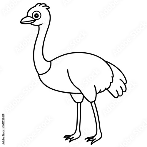 Ostrich cartoon vector illustration on white background