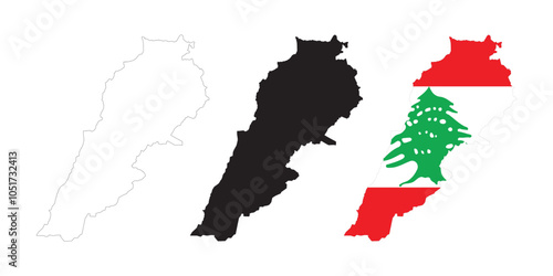 Set of Lebanon map isolated on white background vector illustration for banner, t-shirt, poster, sticker, badges, social media design