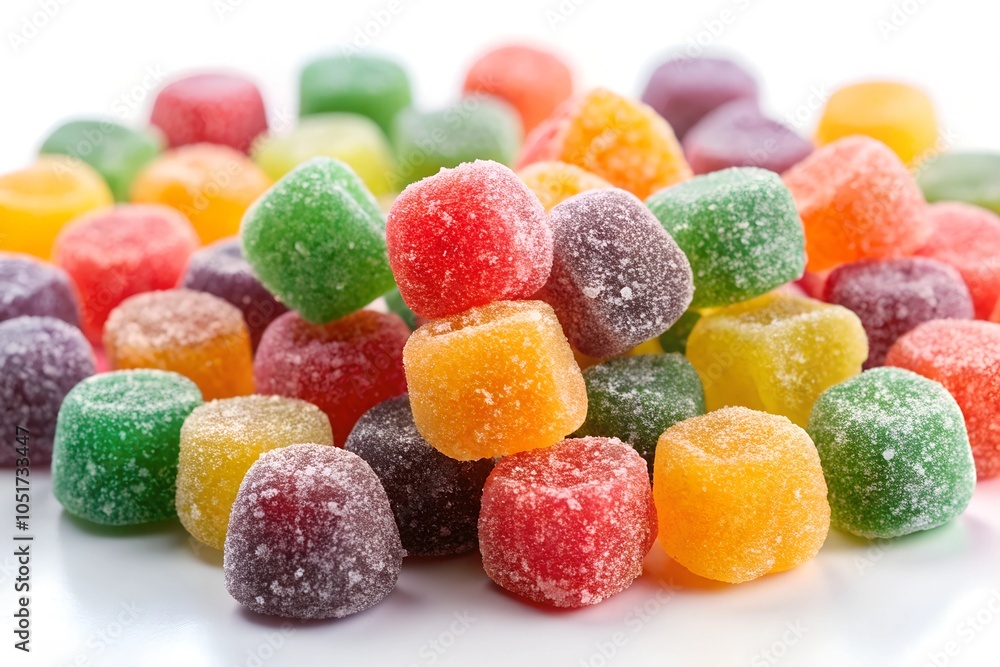 Collection set of sugar-coated gummy candies on white background Collection set of sugar-coated gummy candies on white background
