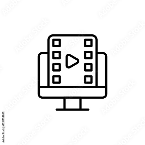 Watch movie outline icons, minimalist vector illustration ,simple transparent graphic element .Isolated on white background