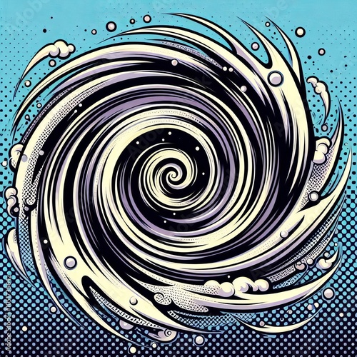 Pop art whirlpool Bold graphic representation of a swirling curr photo