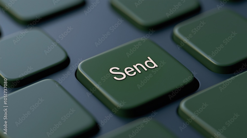 Close-up of a green keyboard key labeled 'Send', showcasing digital communication. Close-up of a green keyboard key labeled 'Send', showcasing digital communication.
