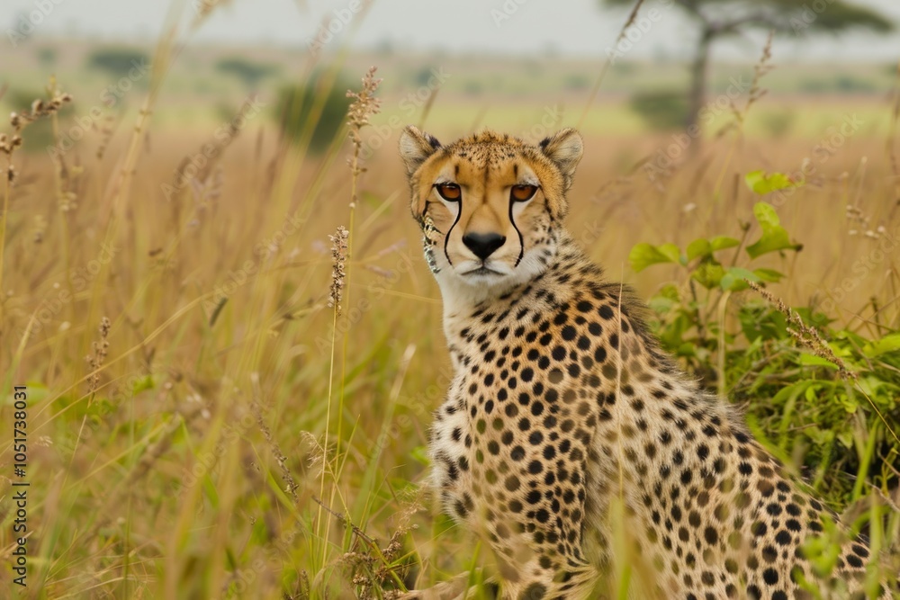 A graceful cheetah moves effortlessly through the serene grasslands of Africa, embodying beauty and power A graceful cheetah moves effortlessly through the serene grasslands of Africa, embodying beauty and power