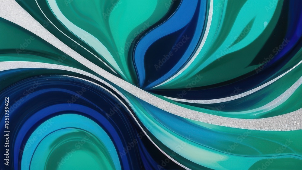 Fototapeta premium Vibrant abstract artwork featuring fluid shapes in teal and white, perfect for modern decor and artistic projects