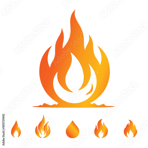 Shilhoutte fire symbol vector set on white background photo