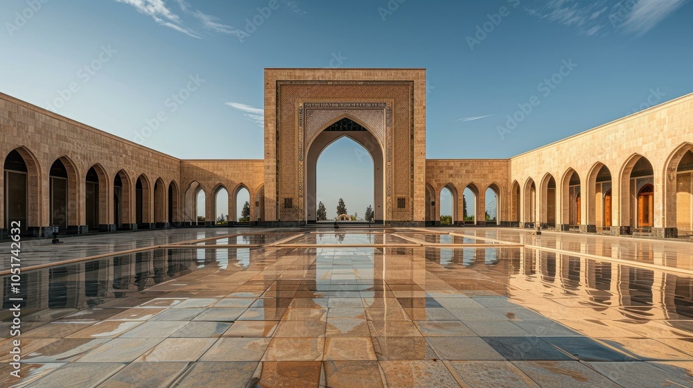 Obraz premium Grand Mosque Courtyard with Stunning Architectural Details