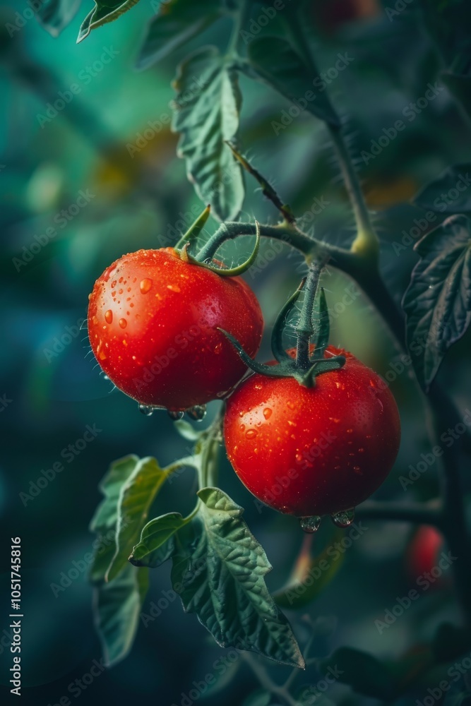 Obraz premium tomatoes are growing in the garden, Generative AI,