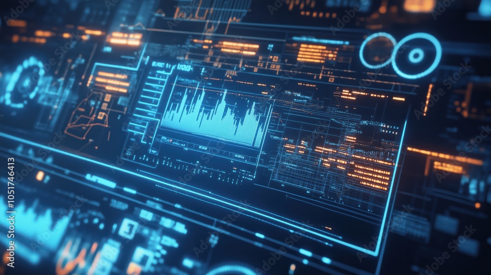 Futuristic digital interface with data visualization and analytics Futuristic digital interface with data visualization and analytics