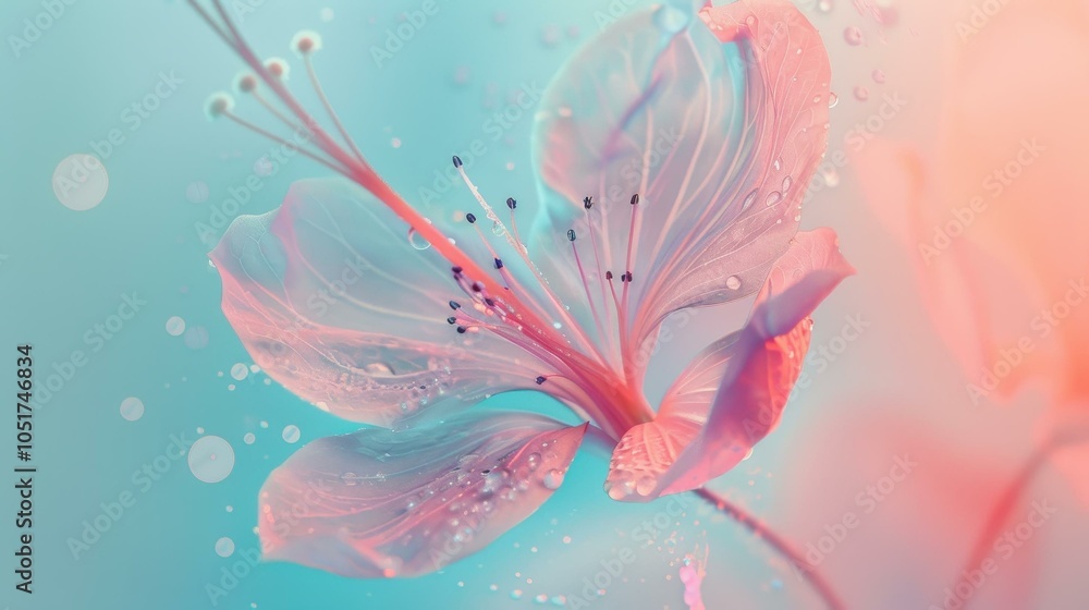Delicate Pink Flower with Water Droplets - Floral Macro Photography Delicate Pink Flower with Water Droplets - Floral Macro Photography