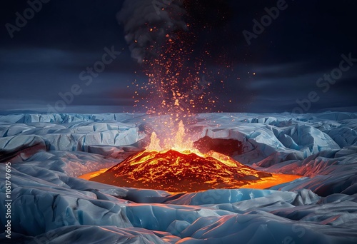 subglacial volcanoholographic visualization of a subglacial volc photo