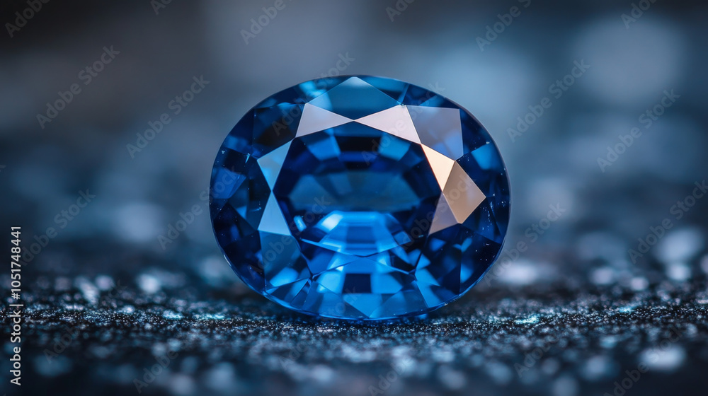 A sapphire gemstone with a deep blue color A sapphire gemstone with a deep blue color