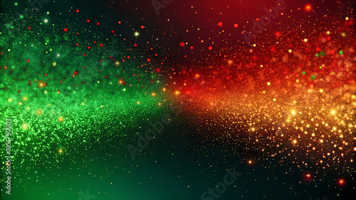 Festive Sparkling Abstract Design in Green, Red, and Gold