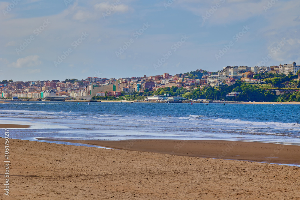 View of Santander cityscape from the Somo beach. Somo, Spain - September 13, 2024. View of Santander cityscape from the Somo beach. Somo, Spain - September 13, 2024.
