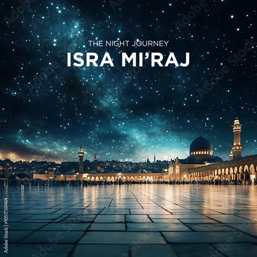 Isra miraj illustration, Al isra miraj concept background
