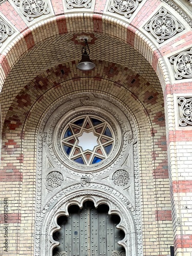 Photography Ornate entrance with Star of David at the Great Synagogue in Budapest