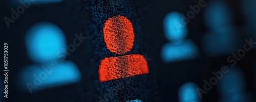 Employee in shadows accessing restricted data, digital matrix background, insider threat, security awareness