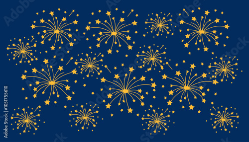 Burning holiday sparkles in the dark night sky. Holiday elements background. Celebration concept.	