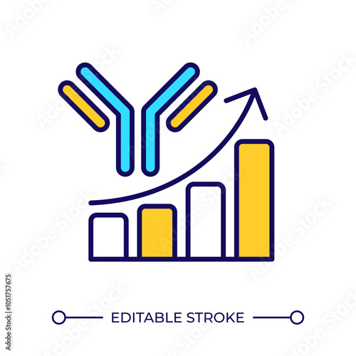 Lead antibody optimization RGB color icon. Biotechnology concept. Pharmaceutical data research. Immunology. Isolated vector illustration. Simple filled line drawing. Editable stroke