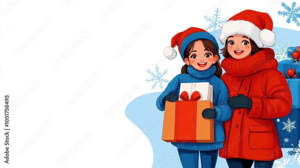 Happy Couples Enjoying Christmas Shopping Together Happy Couples Enjoying Christmas Shopping Together