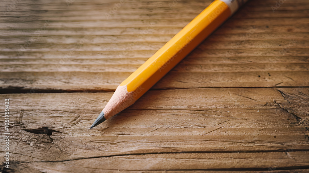 Obraz premium yellow pencil on wood