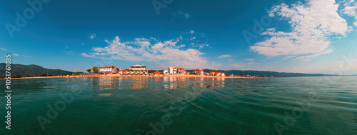 Panoramic image of Vrasna, town in Strymonian gulf of Aegean sea in Greece photo