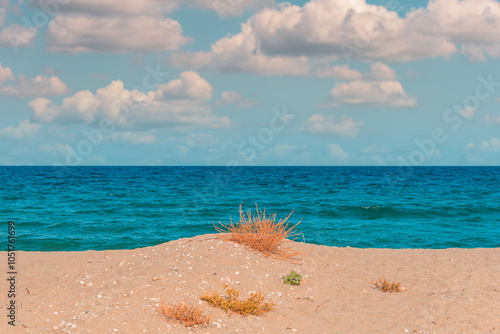 Photos Aegean sea scenic landscape background, beautiful summer scenery seen from Aspro