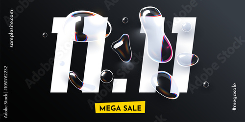 11.11 Shopping day sale. Global shopping world day. 11.11 Crazy sales online.