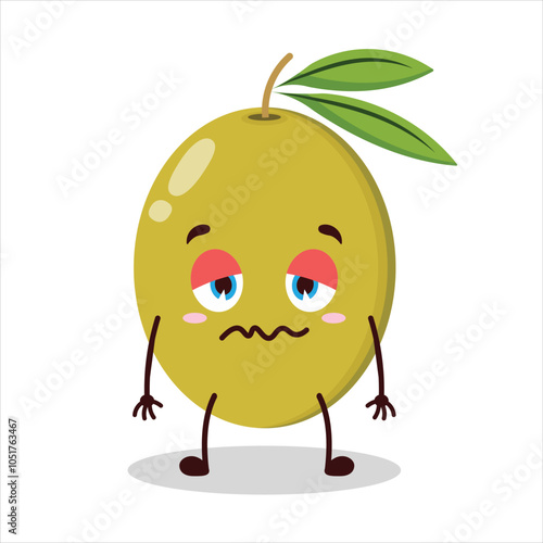 cute grumpy expression of olive character