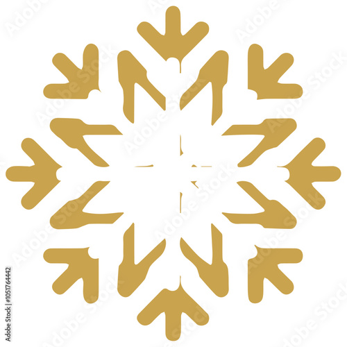 Snowflake golden white shape lines winter season decoration illustration