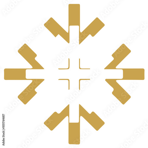 Snowflake golden white shape lines winter season decoration illustration