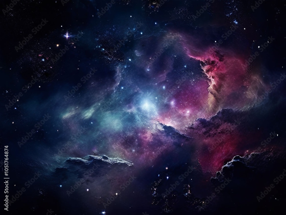 Fototapeta premium Beautiful universe and nebula. Generative AI (생성형 AI)