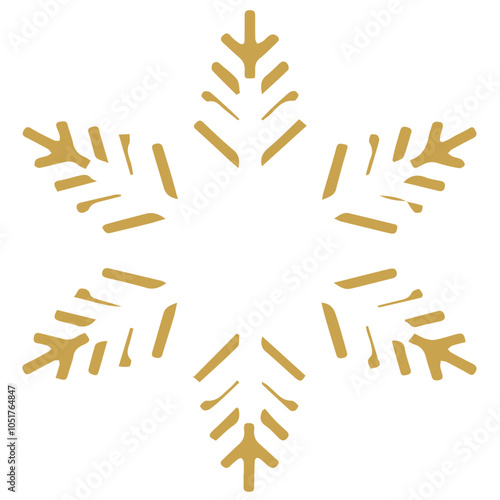 Snowflake golden white shape lines winter season decoration illustration