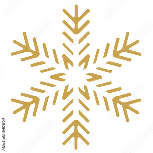 Snowflake golden white shape lines winter season decoration illustration
