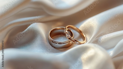 Wedding Bands on Satin Fabric photo