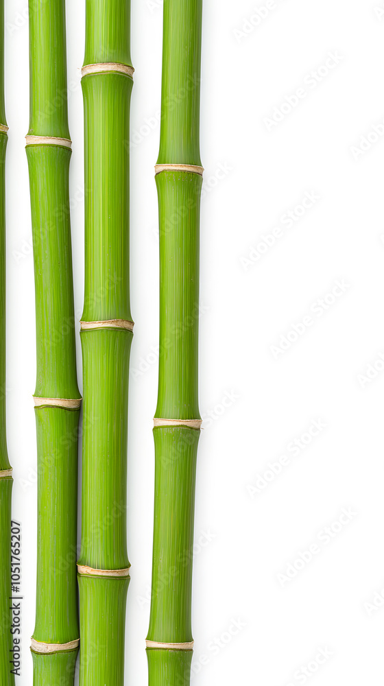 Obraz premium Bamboo green sticks isolated on transparent background