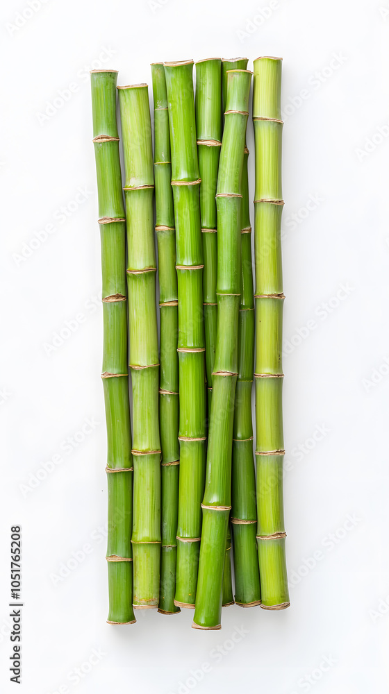 Fototapeta premium Bamboo green sticks isolated on transparent background