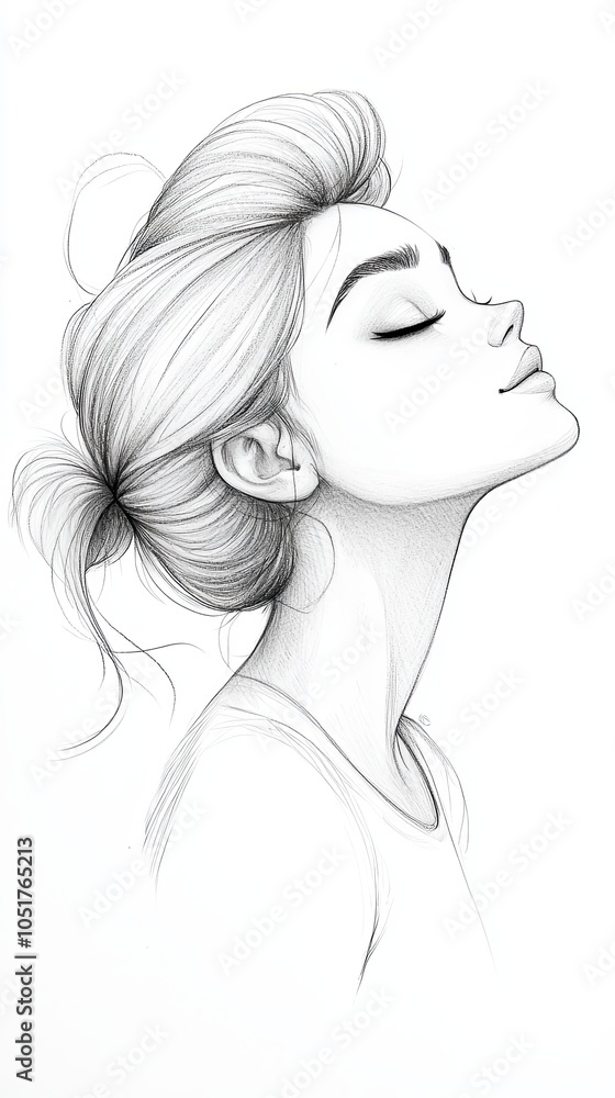 Monochrome Sketch of Woman in Profile Monochrome Sketch of Woman in Profile