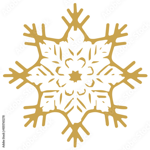 Snowflake golden white shape lines winter season decoration illustration