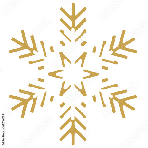 Snowflake golden white shape lines winter season decoration illustration