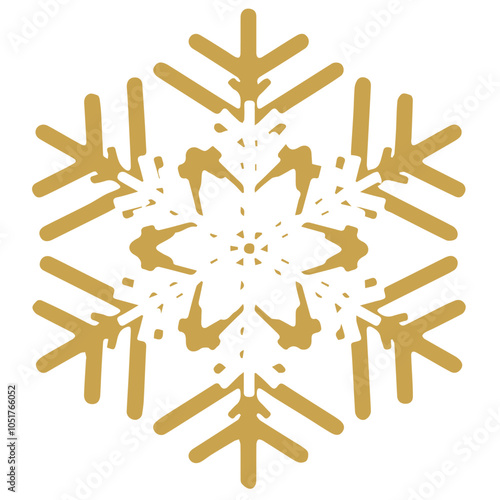 Snowflake golden white shape lines winter season decoration illustration