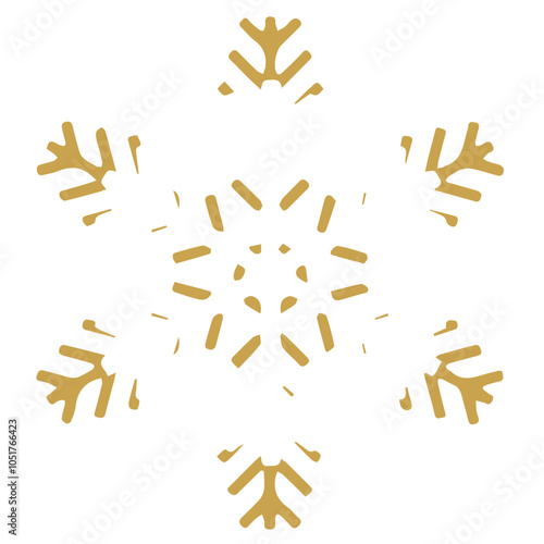 Snowflake golden white shape lines winter season decoration illustration