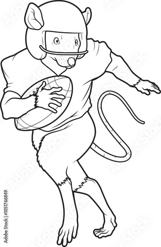 Mouse American Football Sports Animal Vector Graphic Art Illustration