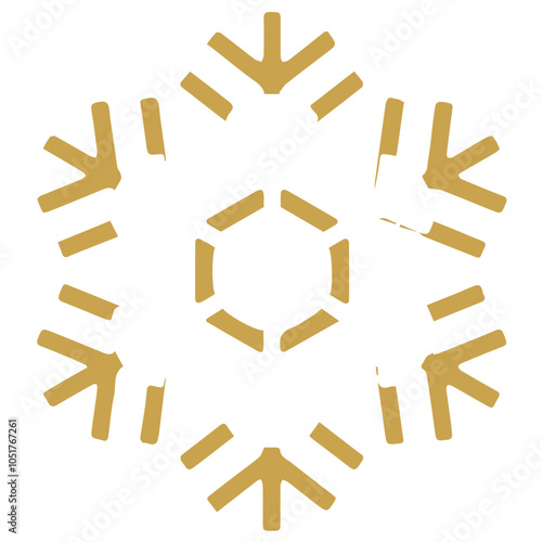 Snowflake golden white shape lines winter season decoration illustration