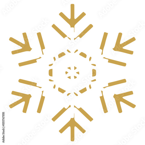 Snowflake golden white shape lines winter season decoration illustration