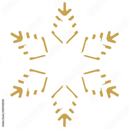 Snowflake golden white shape lines winter season decoration illustration