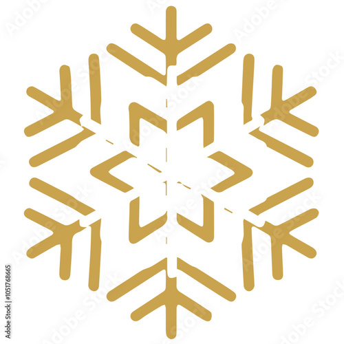 Snowflake golden white shape lines winter season decoration illustration