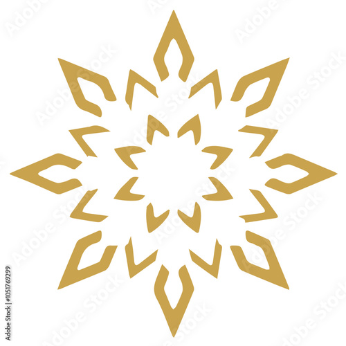 Snowflake golden white shape lines winter season decoration illustration
