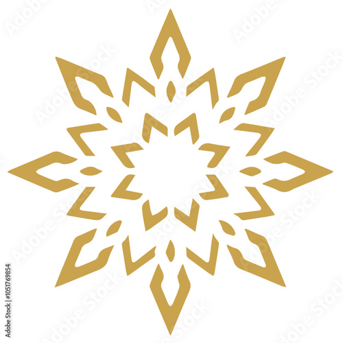 Snowflake golden white shape lines winter season decoration illustration